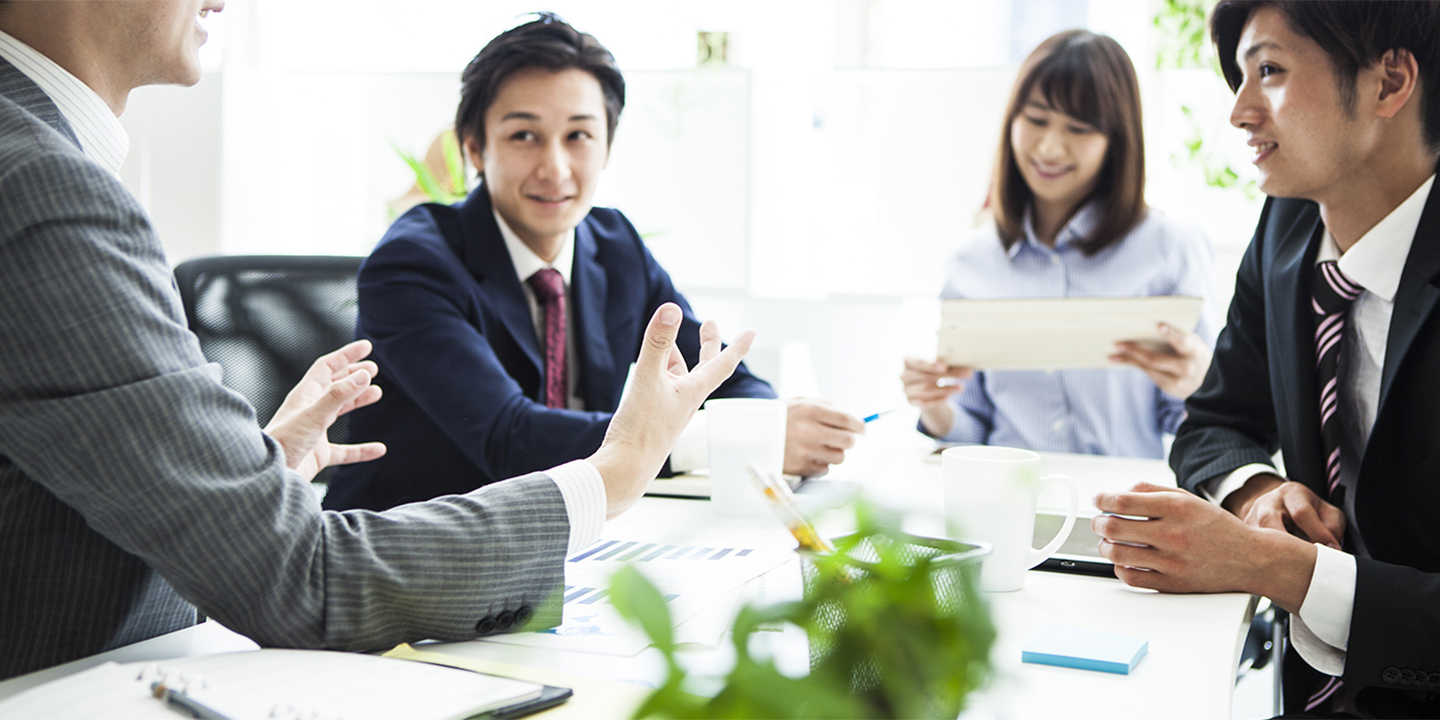 Businessman is talking on the gesture